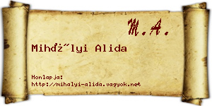 Mihályi Alida névjegykártya